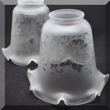 D17. 2 Vintage glass shades with floral design and scalloped edges. - $12 for the pair 